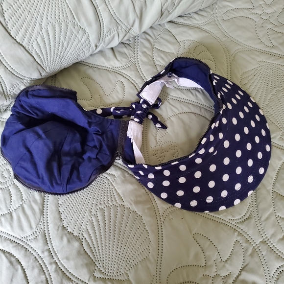 Basic Edition Blue with White Pocka Dots Visor with Convertible Zipper - Picture 7 of 11